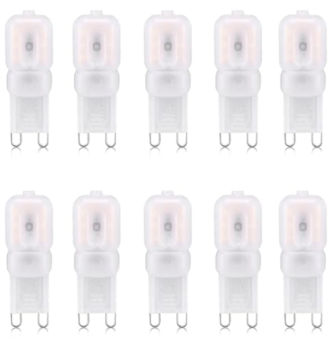 Aiwerttes G9 LED dimmbare gefrostet Energieeinsparung Birnen 3W äquivalenter 30W Ersatz für Halogenkapsel AC220-240V,10 Stück(Warmweiß) von Aiwerttes