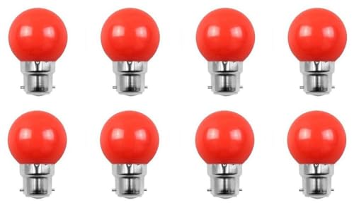 Aiwerttes LED-Leuchtmittel, B22, G45, 2 W, AC 220 V-240 V, Golfball-Laterne, für Innen- und Außenbereich, nicht dimmbar, Rot, 8 Stück von Aiwerttes