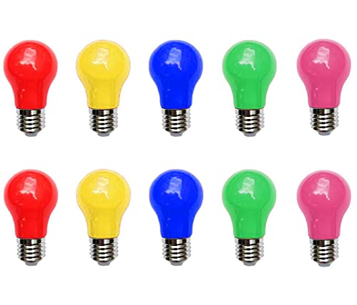 Aiwerttes farbige LED-Glühbirne E27,3W A50 Birne Form Birnen, rot gelb blau grün rosa, gemischte Farben LED-Glühbirnen für Feen Lichter Bunte Halloween Party Dekoration,10er Pack von Aiwerttes