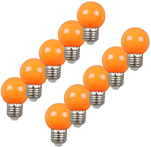 Aiwerttes E27 Orange Golf Light LED Kleine Edison Schraube Farbe Glühbirne 2W, Energiesparlampe Äquivalent zu 20W Glühbirne, Geeignet für Terrassenparty Glühbirne,10er Pack von Aiwerttes