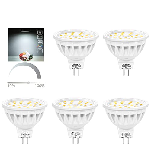 Aiwode Dimmbar GU5.3 MR16 LED Lampe,Kaltes Weiß 6000K 600LM,5W Ersetzt 50W Halogenlampe,DC12V RA85,120°Abstrahlwinkel,5er Pack. von Aiwode