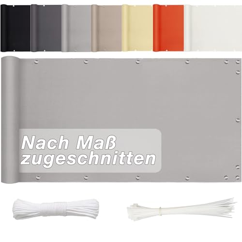 Aiyaoo Balkon Blickdicht Sichtschutz 85cm x 350cm- Balkumrandung Uv-Schutz, Wasserabweisend, Deko für Balkongeländer, Terrasse & Garten - Grau von Aiyaoo