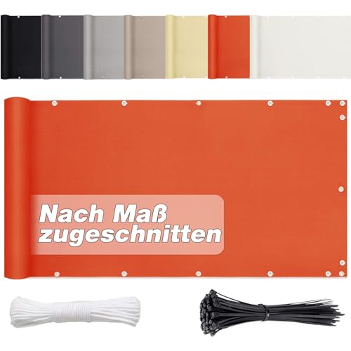 Aiyaoo Balkon Blickdicht Sichtschutz 90 x300cm- Blickdichte Balkonumspannung Sichtschutz Und Windschutz, Pflegeleichtes, Deko für Balkongeländer, Terrasse & Garten - Orange von Aiyaoo