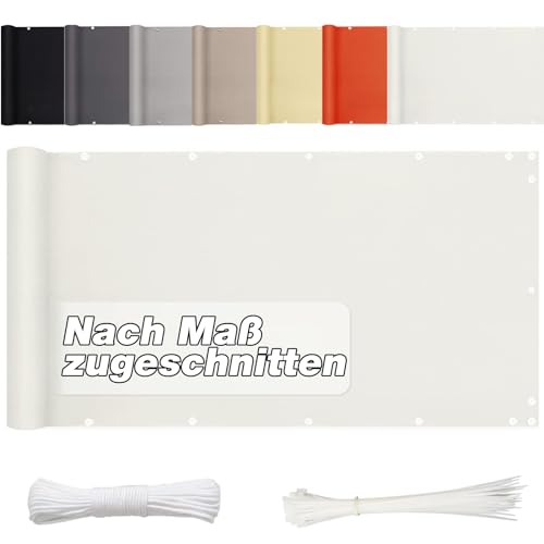 Aiyaoo Balkon Sichtschutz Balkonabdeckung 75 x950cm- Balkonumspannung Sichtschutz 100% PrivatsphäRe. in div. Größen & Farben, für den Gartenzaun oder Balkon - Weiß von Aiyaoo