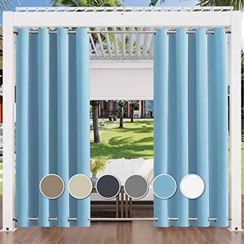 Aiyaoo Outdoor Vorhang Blickdicht 162x215cm (1 Stück), UV Schutz Winddicht Blickdicht Vorhang Innen und Außen Gardinen für Garten Hof Balkon, Blau von Aiyaoo