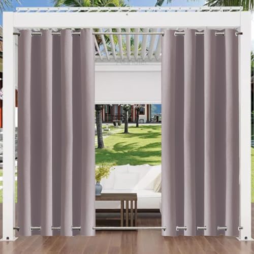 Aiyaoo Outdoor Vorhang Blickdicht 172x215cm (1 Stück), Vorhang Blickdicht für den Gartenlaube, Schiebetür, Pergola, Privatsphäre Wärmeisoliert, Purpurgrau von Aiyaoo