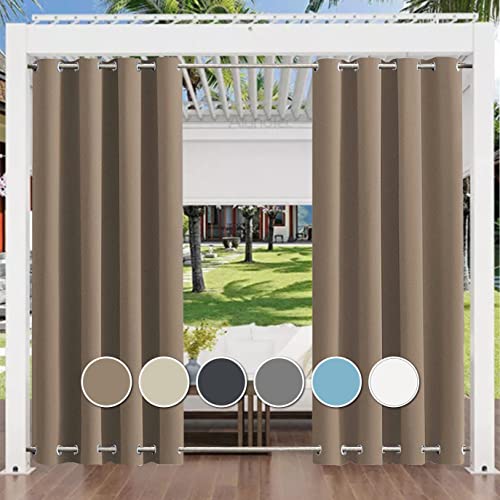 Aiyaoo Outdoor Vorhang Carport 355x225cm (1 Stück), Winddicht Blickdicht Vorhang Innen und Außen Gardinen für Garten Hof Balkon, Braun von Aiyaoo