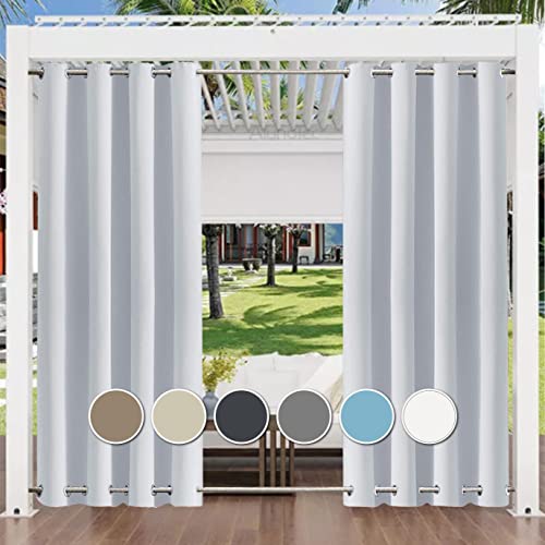 Aiyaoo Outdoor Vorhang Wetterfest 192x235cm (1 Stück), UV Schutz Winddicht Blickdicht Vorhang Innen und Außen Gardinen für Garten Hof Balkon, Weiß von Aiyaoo