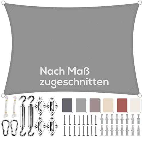 Aiyaoo Sonnensegel 2.5x4.5m Wasserdicht Rechteckig im Viele Größe und Farben, mit Befestigungs Kit PES Polyester, Sonnenschutz 95% UV Schutz, Reißfest Wetterfest für Terrasse Garten- Hellgrau Aiyaoo Sonnensegel 2.5x4.5m Wasserdicht Rechteckig im Viele Größe und Farben, mit Befestigungs Kit PES Polyester, Sonnenschutz 95% UV Schutz, Reißfest Wetterfest für Terrasse Garten- Hellgrau von Aiyaoo