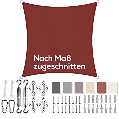 Aiyaoo Sonnensegel 2.6x2.6m Wasserdicht Quadratisch im Viele Größe und Farben, mit Befestigungs Kit PES Polyester, Sonnenschutz 95% UV Schutz, Reißfest Wetterfest für Terrasse Garten- Rost rot von Aiyaoo