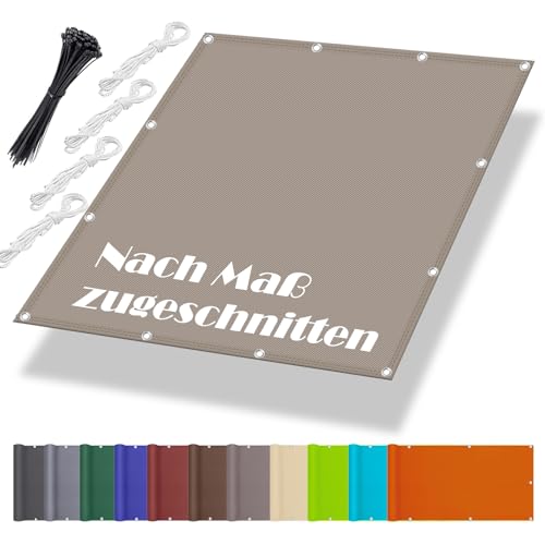 Sonnensegel Stoff 4x4M, Schattentuch mit ösen im Viele Größe und Farben, Schattierungsnetz inkl Befestigungsseile, UV-Schutz, Wetterfest für Garten Terrasse Balkon, Khaki von Aiyaoo