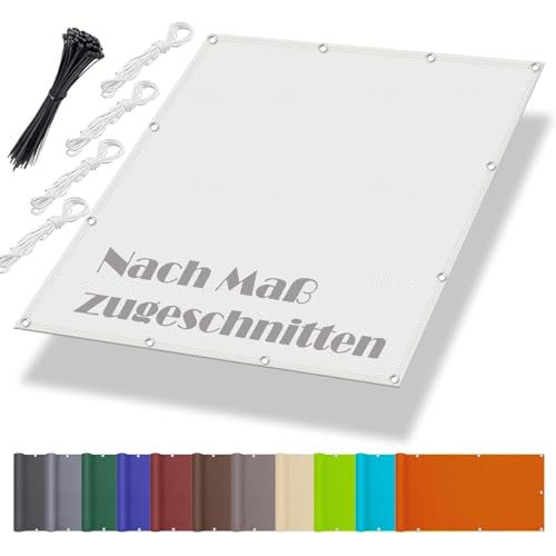 Sonnensegel Ausziehbar 2.5x5M, Schattentuch mit ösen im Viele Größe und Farben, Sonnenschutznetz inkl Befestigungsseile, UV-Schutz, Wetterfest für Garten Terrasse Balkon, Weiß von Aiyaoo