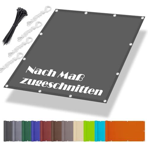 Sonnenplane 1x1.4M, Schattentuch mit ösen im Viele Größe und Farben, Schattiernetz inkl Befestigungsseile, UV-Schutz, Wetterfest für Garten Terrasse Balkon, Dunkelgrau von Aiyaoo