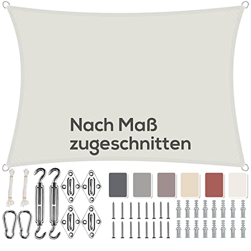 Aiyaoo Sonnensegel Wasserdicht Rechteckig, Viele Längen und Breiten Zur Auswahl, mit Befestigungs Kit PES Polyester, Sonnenschutz 95% UV Schutz, Reißfest Wetterfest für Terrasse Garten- 1.8x2m Weiß von Aiyaoo