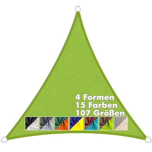 Aiyaoo Sonnensegel mit ösen Dreieckig 2.4x2.4x2.4 Wasserdicht im Viele Größe und Farben, PES Polyester, Sonnenschutz 95% UV Schutz, Reißfest Wetterfest für Terrasse Garten Balkon- Grün von Aiyaoo