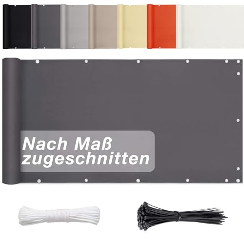 Balkon Sichtschutz Balkonabdeckung 80cm x 500cm- Balkonumrandung 100% PrivatsphäRe. Terrasse Aus Polyester, für den Gartenzaun oder Balkon - Anthrazit von Aiyaoo