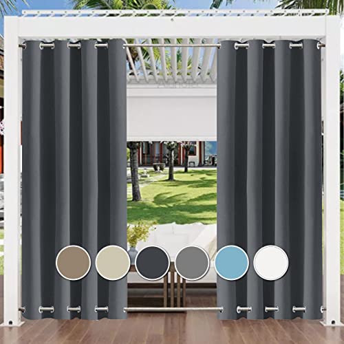 Outdoor Vorhang Breit 232x215cm (1 Stück), Sichtschutz Balkon Sonnenschutz Breite Kompatiblität für Balkon Terrasse Veranda Pergola Gartenlaube, Anthrazit von Aiyaoo