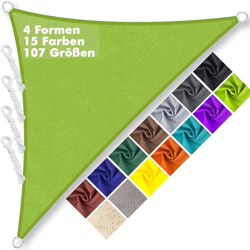 Sonnensegel Dreieckig 2x2x2.8m Wasserdicht im Viele Größe und Farben, PES Polyester, Sonnenschutz 95% UV Schutz, Reißfest Wetterfest für Terrasse Garten Balkon- Grün 2 von Aiyaoo