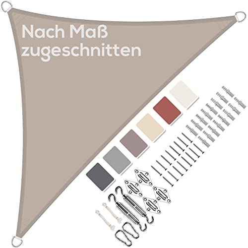 Sonnensegel Dreieckig 2x2x2.8m Wasserdicht im Viele Größe und Farben, mit Befestigungs Kit PES Polyester, Sonnenschutz 95% UV Schutz, Reißfest Wetterfest für Terrasse Garten, Taupe von Aiyaoo