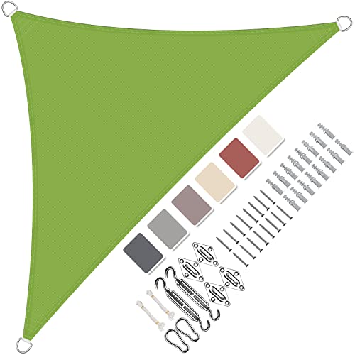 Sonnensegel Dreieckig 2x2x2.8m Wasserdicht im Viele Größe und Farben, mit Befestigungs Kit PES Polyester, Sonnenschutz 95% UV Schutz, Reißfest Wetterfest für Terrasse Garten- Grün 2 von Aiyaoo