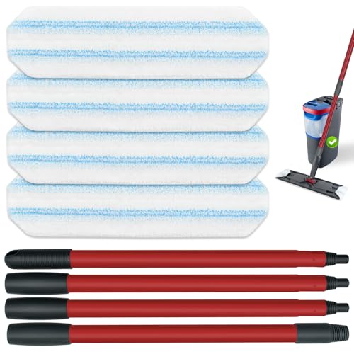 Mop Ersatzpads für O Cedar H2prO Flat Mop System, Moppgriff für O-Cedar H2pro Mop, wiederverwendbare Mikrofaser-Wischpads für Ocedar Flat Mop, inklusive 4 Wischpads und 4-teiligem Wischmoppgriff Mop Ersatzpads für O Cedar H2prO Flat Mop System, Moppgriff für O-Cedar H2pro Mop, wiederverwendbare Mikrofaser-Wischpads für Ocedar Flat Mop, inklusive 4 Wischpads und 4-teiligem Wischmoppgriff von Aiyiried