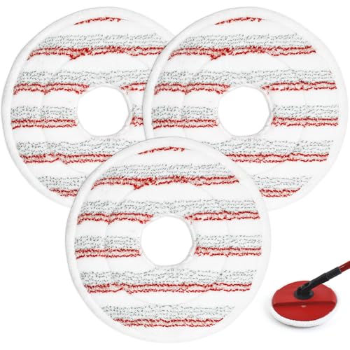 Spin Mop Köpfe Mop Kopf Ersatz Kompatibel mit Vileda Spin and Clean Wischer,Wiederverwendbare und Waschbare Mikrofaser Mops Refills mit Schrubbstreifen für die Reinigung von Mehrflächenböden,3er Pack von Aiyiried