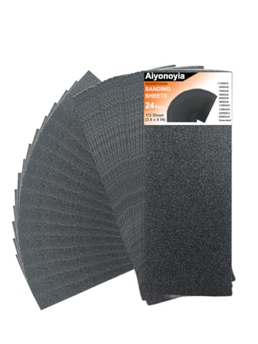 24 x Schleifpapierbögen, 22,9 x 9,1 cm, Körnung 120, Schleifpapier für nasses/trockenes Holz, Metallschleifen 24 x Schleifpapierbögen, 22,9 x 9,1 cm, Körnung 120, Schleifpapier für nasses/trockenes Holz, Metallschleifen von Aiyonoyia