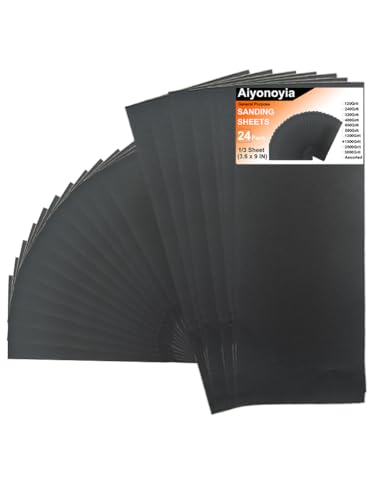 24 x Schleifpapierbögen, 22,9 x 9,1 cm, Körnung 1500, Schleifpapier für nasses/trockenes Holz, Metall, Schleifen, Polieren 24 x Schleifpapierbögen, 22,9 x 9,1 cm, Körnung 1500, Schleifpapier für nasses/trockenes Holz, Metall, Schleifen, Polieren von Aiyonoyia