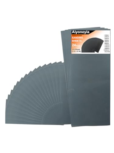 24 x Schleifpapierbögen, 22,9 x 9,1 cm, Körnung 3000, Schleifpapier für nasses/trockenes Holz, Metall, Schleifen, Polieren 24 x Schleifpapierbögen, 22,9 x 9,1 cm, Körnung 3000, Schleifpapier für nasses/trockenes Holz, Metall, Schleifen, Polieren von Aiyonoyia