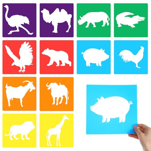 12 Stück Tiere Schablonen Kinder Tiermalerei Schablone 8 inch Tiere Malschablonen Bunte Schablonens Kinder Plastik Wiederverwendbar Malerei Schablonens zum Malen Schablonens Set Malen 12 Stück Tiere Schablonen Kinder Tiermalerei Schablone 8 inch Tiere Malschablonen Bunte Schablonens Kinder Plastik Wiederverwendbar Malerei Schablonens zum Malen Schablonens Set Malen von Aiyorse