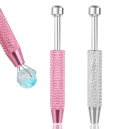2 Stück Piercing Ball Greifer Piercing Kugel Zange Piercing Kugel Aufdreher Piercing-Ball-Halter, Juwelier-Aufnehmwerkzeug, Kleinteile-Greifer für Die Schmuckherstellung (Pink, Silber) von Aiyorse