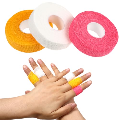 3 Rolle Selbsthaftender Verband Fingertape 1.9cm X 140cm Mullbinden Verband Klebeverbands Fixierbinde Haftbandage Selbstklebend Verbands für Nähen Stretch Sportler Pet Arm Fuß Gelenk Finger von Aiyorse