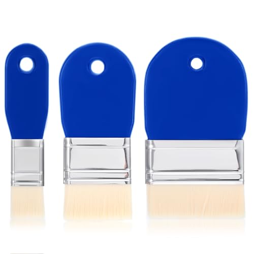 3 Stück Pinselset Flachpinsel Set Maler 1/2/3 Zoll Malerpinsel Pinsel Set Lackierpinsel mit Holzgriff Pinsel Lasur Holz Breit für Farben Wandfarbe, Lacke & Kreidefarbe Kunst Malerbedarf(Blau) von Aiyorse