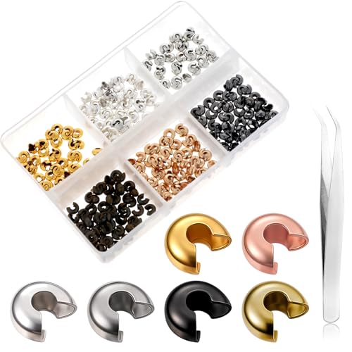 300 Stück Quetschperlen Abdeckungen crimp beads for jewelry making kaschierperlen 4 mm Halbrunde Offene Rohrperlen quetschperlen kaschierperlen set für Die Schmuckherstellung-6 Farben 300 Stück Quetschperlen Abdeckungen crimp beads for jewelry making kaschierperlen 4 mm Halbrunde Offene Rohrperlen quetschperlen kaschierperlen set für Die Schmuckherstellung-6 Farben von Aiyorse