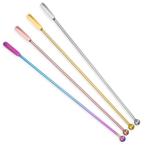 4 Stück Rührstäbchen Edelstahl Cocktailstäbchen 7.68in Cocktail Stirrers Edelstahl Rührstäbchen Premium Cocktail Getränke Getränk Rühr Stab für Die Bar für Heißen und Kalten Getränken(A) von Aiyorse