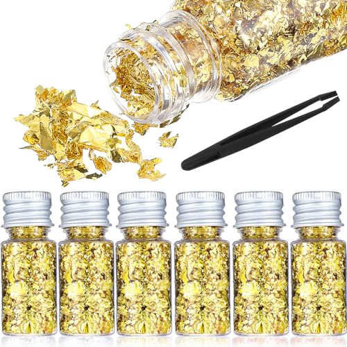6 Stück Blattgold essbar Goldfolie Flocken Goldfolie Papier Blattgold Blattgold Imitation Dekoration Multifunktions Dekorfolienpapier Für Vergoldung Malerei Küche Mousse Kuchen Handwerk Nägel Und DIY 6 Stück Blattgold essbar Goldfolie Flocken Goldfolie Papier Blattgold Blattgold Imitation Dekoration Multifunktions Dekorfolienpapier Für Vergoldung Malerei Küche Mousse Kuchen Handwerk Nägel Und DIY von Aiyorse