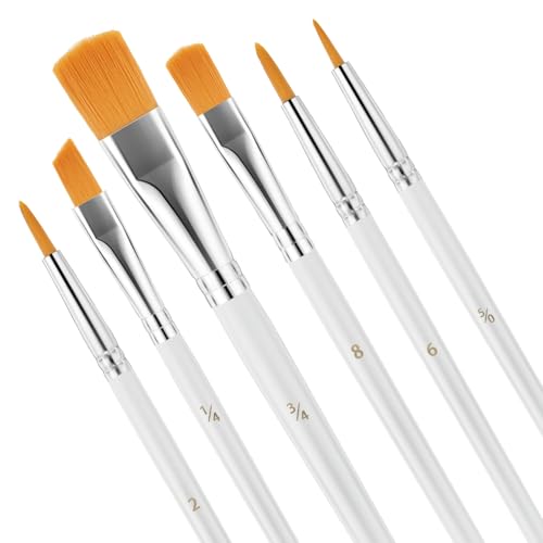 6 Stück Pinselset Schule Aquarellpinsel Set Pinsel Acrylfarben Malen Acryl Aquarell Modellbau Nylon Pinsel für Aquarell Öl Steinmalerei Nagelpinsel Pinselset Paint Brush für Künstler von Aiyorse
