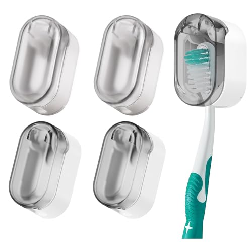 Aiyraa 4 Stück Toothbrush Holder Wall Mounted with Cover，Selbstklebender Zahnbürstenhalter, Wand Ohne Bohren, Zahnbürsten Halterung Wand, Zahnbürstenhalter Elektrische Zahnbürste,Zahnbürsten Organizer von Aiyraa