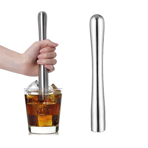 Aiyraa Edelstahl Stößel, Cocktail Stampfer Stößel für Cocktails, Limettenpresse Mojito Zubehör, Krautstampfer Stößel Cocktail für Getränke und Fruchtsäfte, Perfekt für Barzubehör, 22,5 Cm von aiyraa