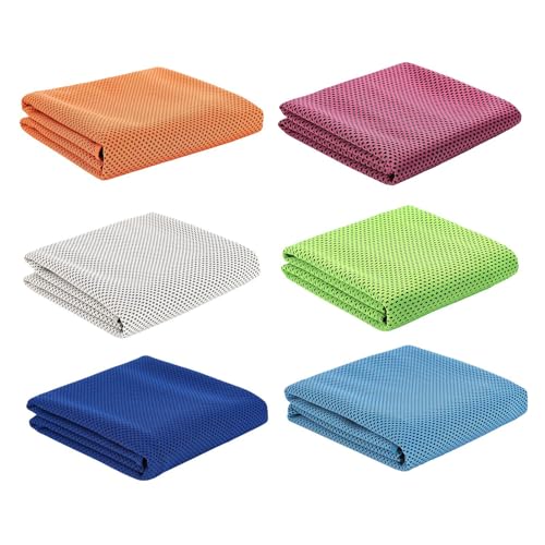 Aizuoni 6 Stück Kühlendes Handtuch 30 X 80 cm Eishandtuch, Kühlhandtuch, Kühlende Multifunktionstücher, Mikrofaser-Handtuch Für Sofortige Kühlung, Kühles Sporthandtuch Für Yoga, Sport, Training von Aizuoni