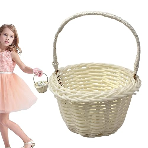 Aizuoni Blumenmädchenkörbe Für Hochzeiten,Rattan-Blumenkörbe | Süßigkeiten-Geschenk-Organizer, DIY Dekorative Körbe, Blumenmädchen-Handkorb Für Hochzeit, Ostern, Party-Dekoration von Aizuoni