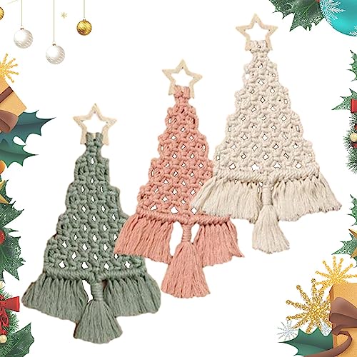 Aizuoni DIY Makramee-Weihnachtsschmuck-Kit - Böhmische Weihnachtsmakramee-Baumverzierungen - Weihnachten Geschenktüten Kalender Für Kinder DIY Dekoration von Aizuoni