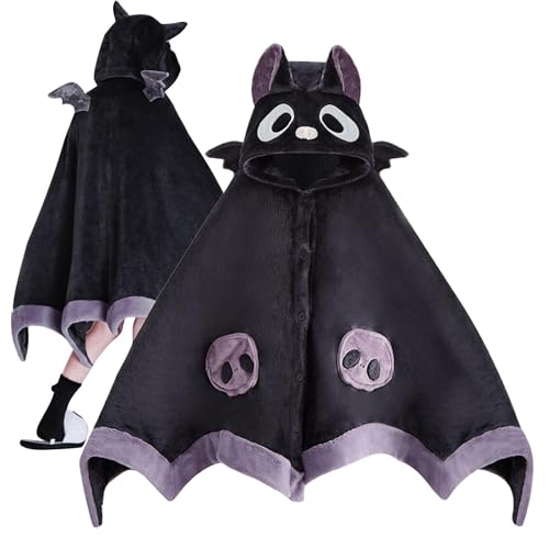 Aizuoni Tragbare Decke, Niedlicher Anime-Decken-Hoodie Im -Design, Mode Weich Flauschig Warm Bequem Fleece Umhang Kapuze Tier Tragbare Decke Mit Ohren von Aizuoni