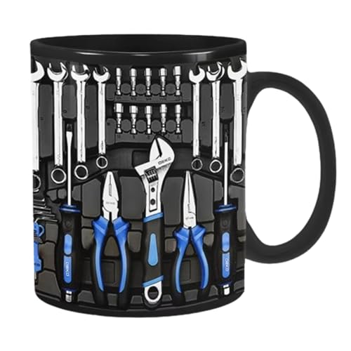 Aizuoni Handwerker Geschenke, Tusi Bedruckte Tasse, Mechaniker-werkzeugkasten-kaffeetasse, Mann Kaffeetasse, Lustige Schwarze Teetasse Aus Keramik, Große Mechaniker-Werkzeugkasten-Kaffeetasse von Aizuoni