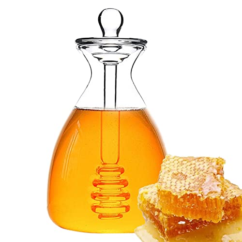 Aizuoni Honigtöpfe Glas - 17 Unzen Tropfenfester Honigspender Mit Löffelstiel Mit Honigbehälter Und Honig Löffel, Honiggläser Zum Servieren Von Honig Und Sirup von Aizuoni