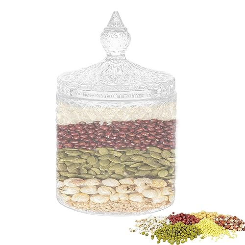 Aizuoni Kristall-Bonbonglas mit Deckel,Dekorative Candy Jar Sugar Bowl Vanity Trinket Box Organizers | Apothekergläser aus klarem Glas mit Deckel für Tee, Süßigkeiten, Nüsse, Müsli, Schmuck von Aizuoni