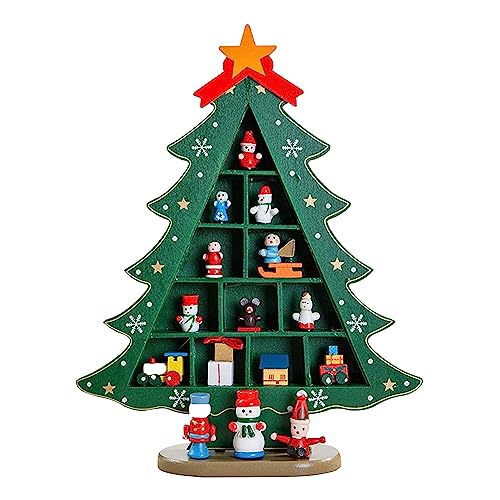 Aizuoni -Weihnachtsbaum-Tischplatte - Holz Tischplatte Weihnachtsbaum Weihnachtsspielzeug Set- Tisch-Kiefernbäume, Künstliche Weihnachtsbäume Für Büros, Kamine von Aizuoni