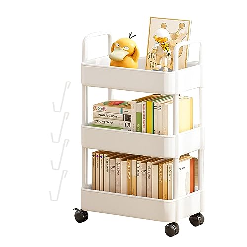 Aizuoni Rollender Bücherwagen - Aufbewahrungswagen, Mehrzweckwagen - Rollwagen, Snackwagen, Mit 3 Ablage Und Rollen, Mobiler Allzweckwagen Beistellwagen Für Küche, Flur, Balkon Aizuoni Rollender Bücherwagen - Aufbewahrungswagen, Mehrzweckwagen - Rollwagen, Snackwagen, Mit 3 Ablage Und Rollen, Mobiler Allzweckwagen Beistellwagen Für Küche, Flur, Balkon von Aizuoni