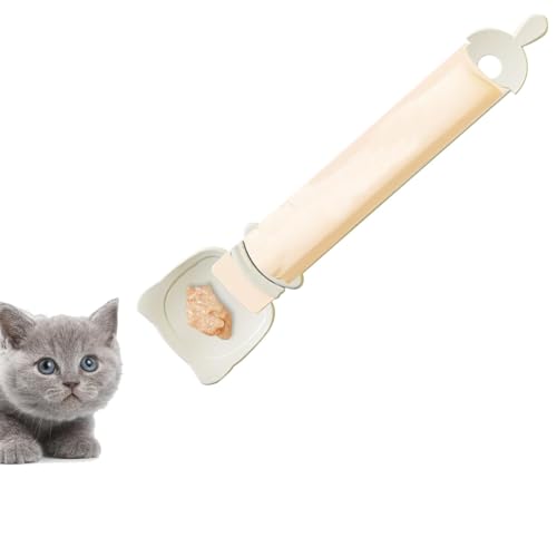 Aizuoni Snack-futterspender, Quetschlöffel Für Katzenstreifen, Pet Food Spoon, Löffel Katzenstreifen Happy Spoon, Leckbarer Katzenleckerli-Spenderlöffel, Katzenstreifen-futterlöffel, Katzen Food Spoon von Aizuoni