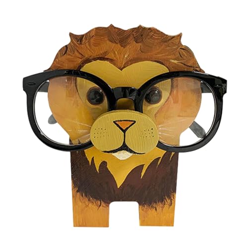 Aizuoni Tierischer Brillenständer, süßer Brillenhalter,Holz-Tier-Sonnenbrillen-Display - Brillenhalter, Tier-Löwe-Kuh-Brillenständer, Heimdekoration, Geschenk für Schreibtisch, Nachttisch von Aizuoni
